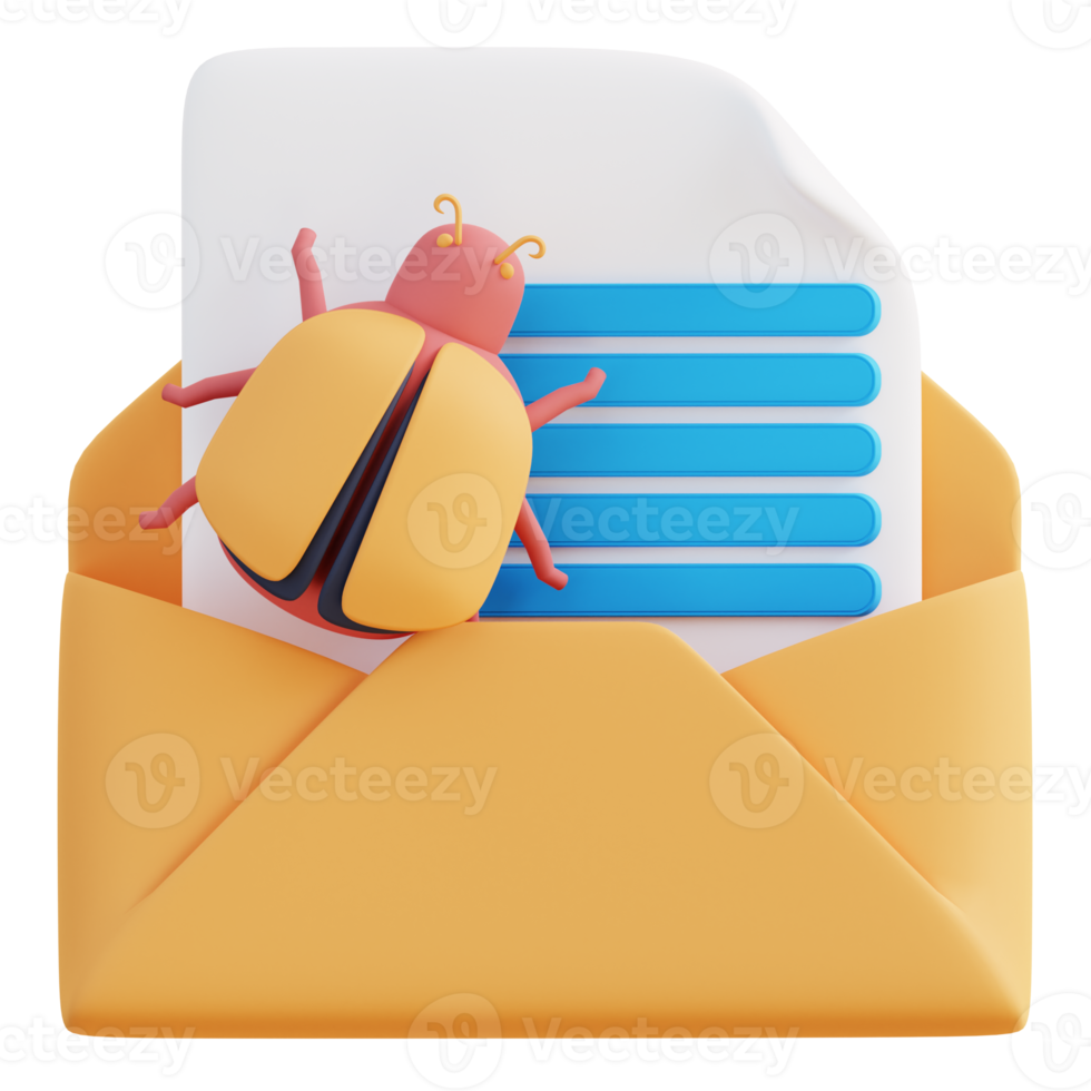 3d illustration of email virus detection png