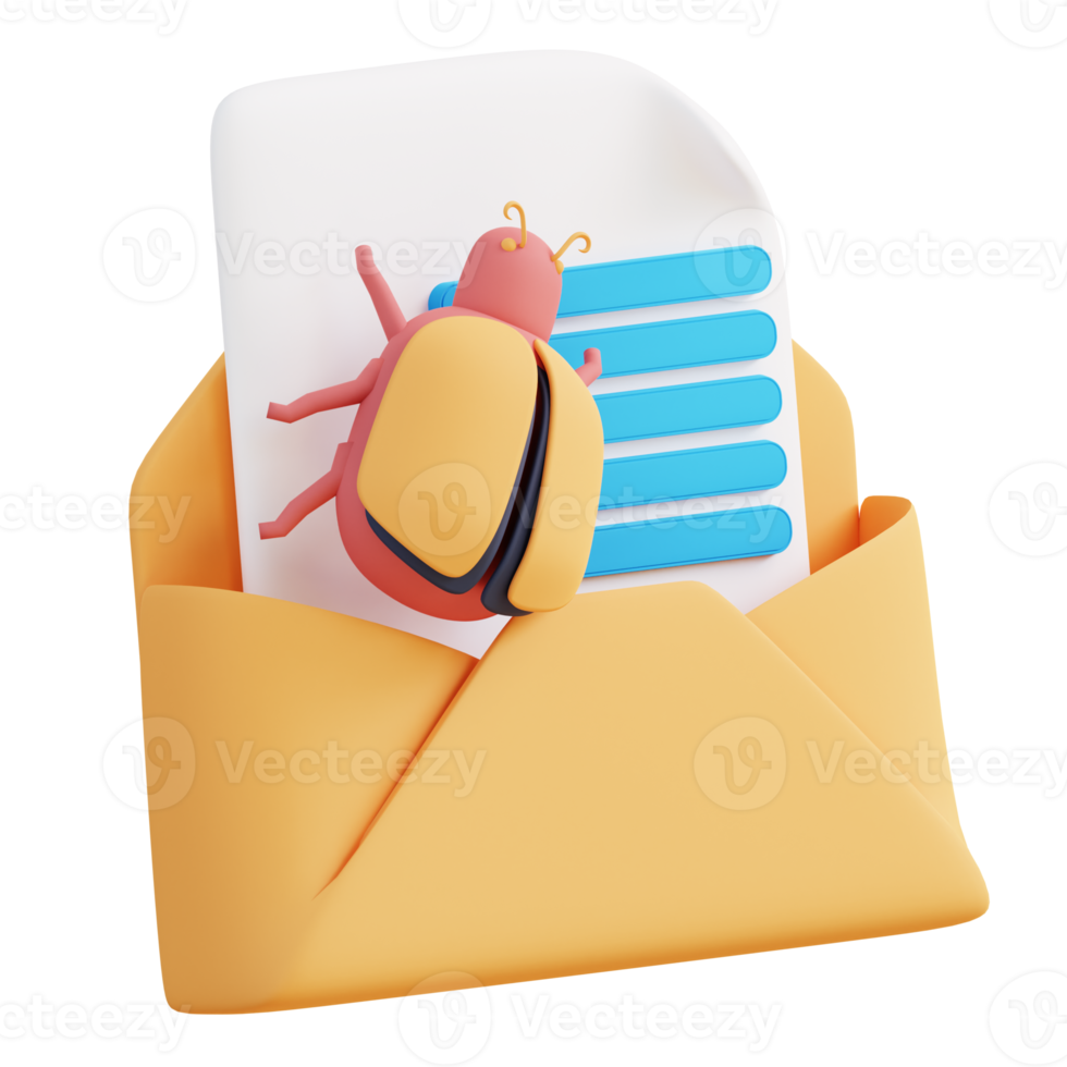 3d illustration of email virus detection png