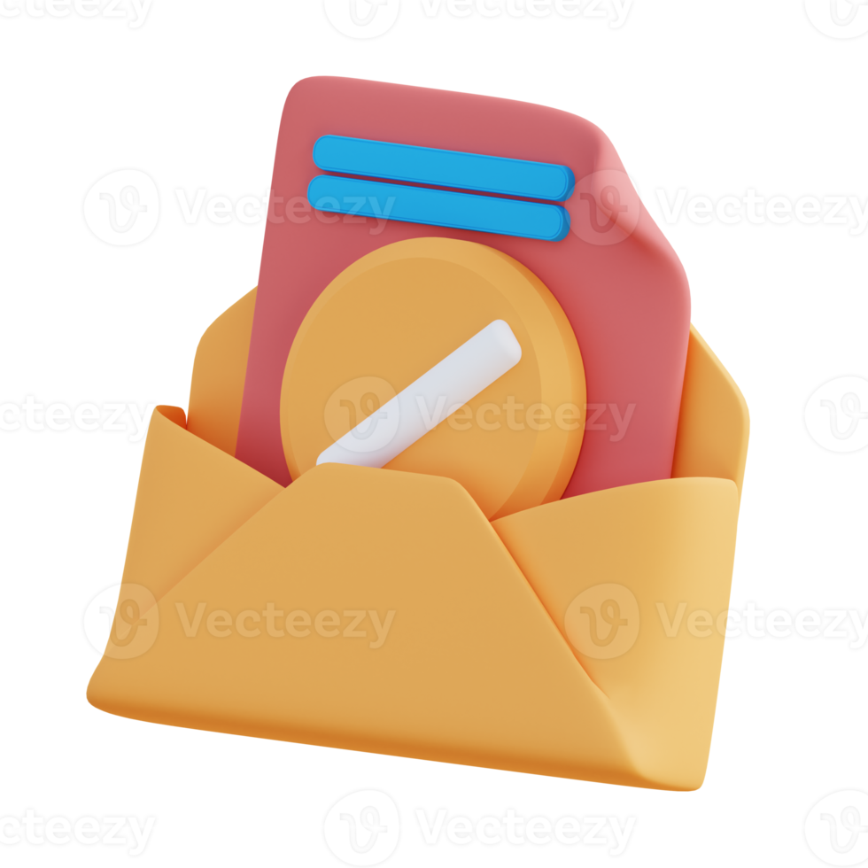 3d illustration of error warning email png