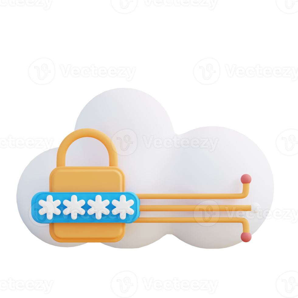 3d illustration of security data cloud png