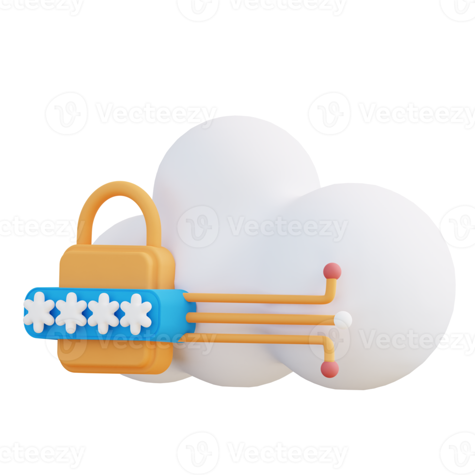 3d illustration of security data cloud png