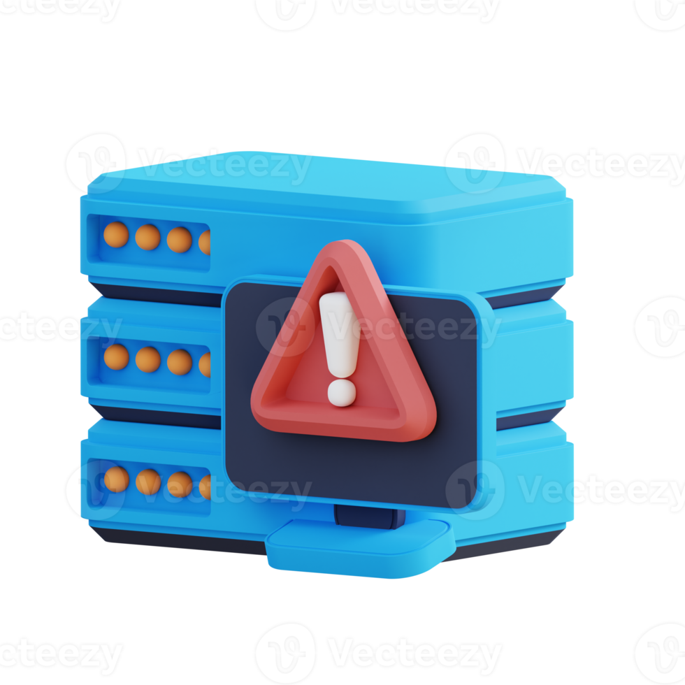 3d illustration of server data security alarm png