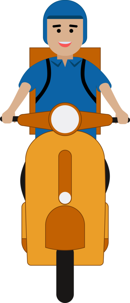 smiling delivery man going to delivery package using scooters 19875704 PNG