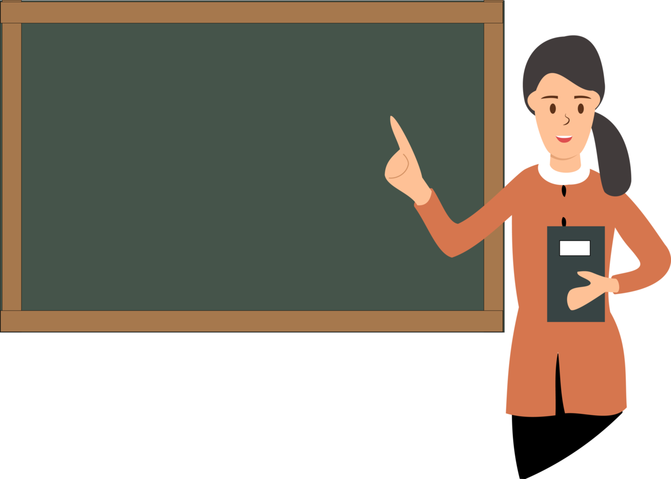ilustración de un profesor enseñando en frente de el pizarra. ilustración de un hembra profesor enseñando en frente de el clase. png