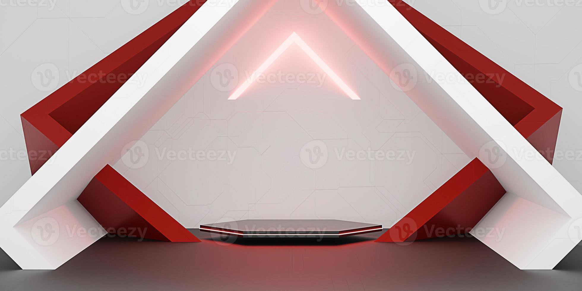neon podium laser light technology background science fiction bright tone interior sci fi spaceship 3d illustration photo