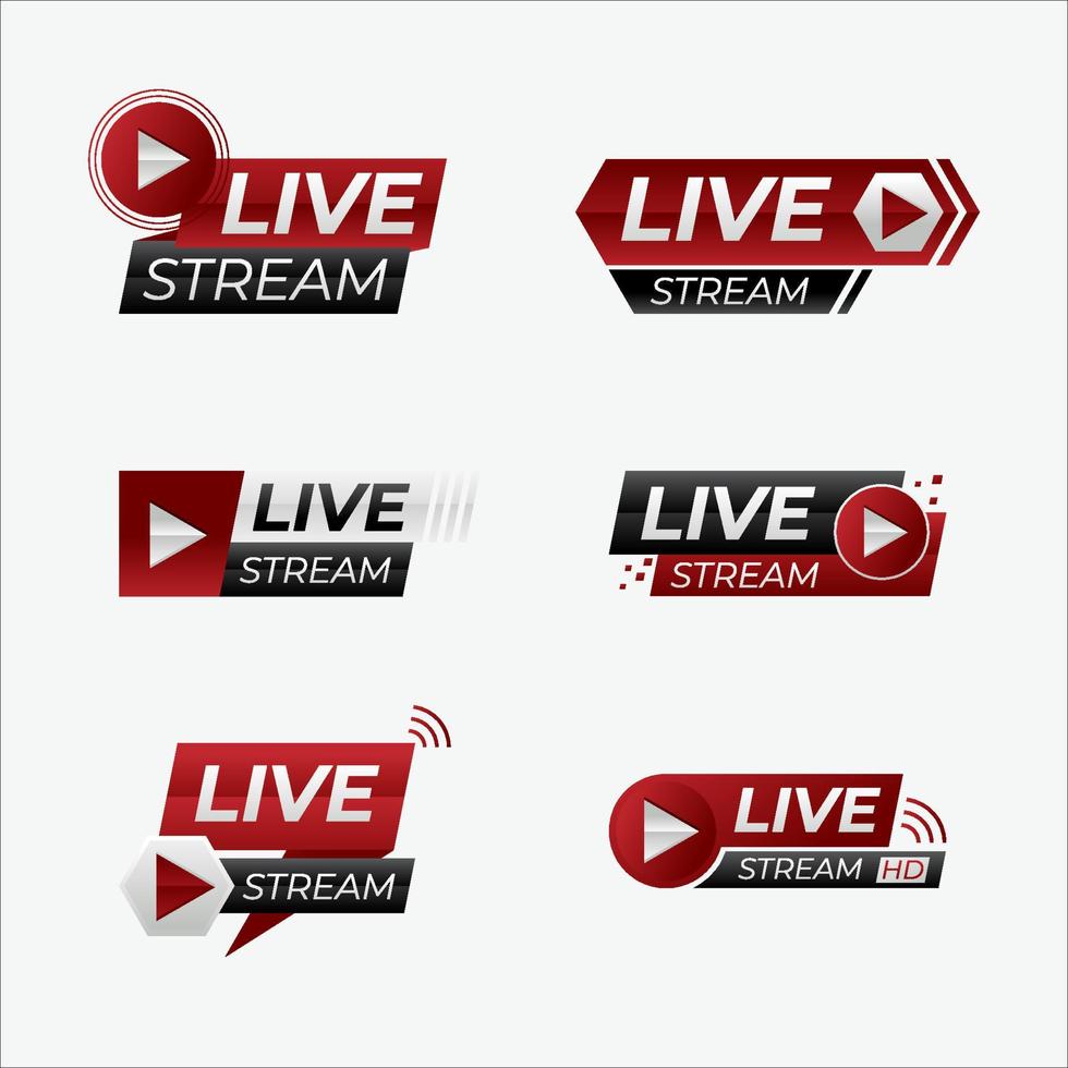 conjunto de logotipos de transmisión en vivo vector