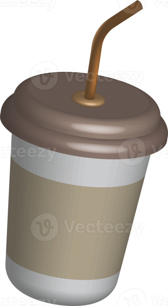 3D Takeaway plastic cup with straw for soda or coffee drink. Fast food concept. png