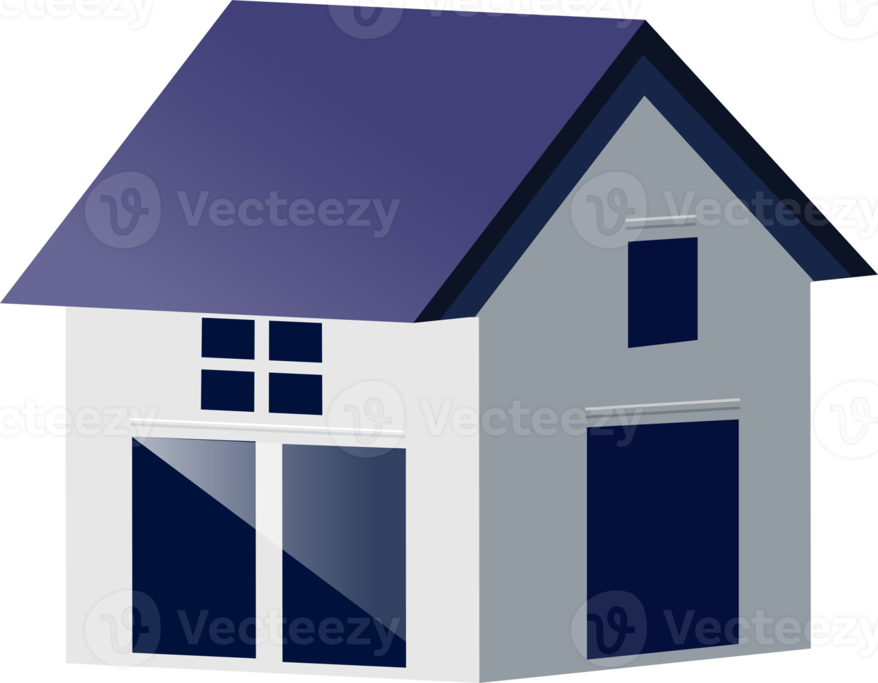 Blue house with roof PNG transparent.