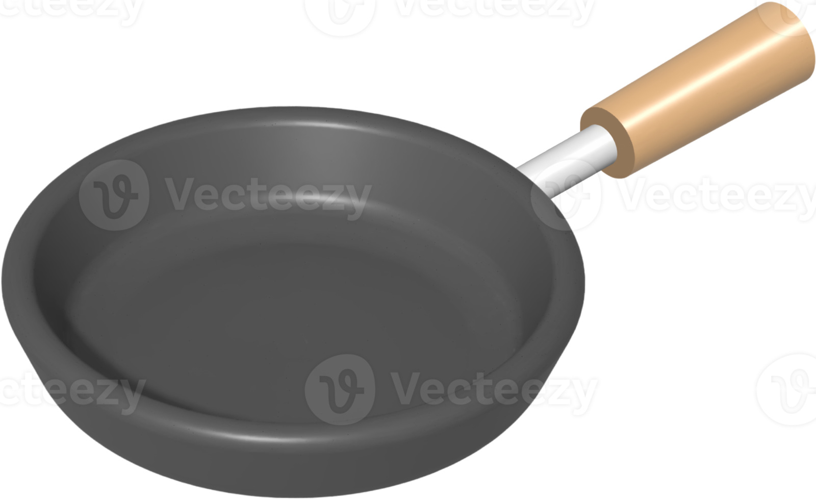 3D frying pan with wooden handle. Cooking concept. png