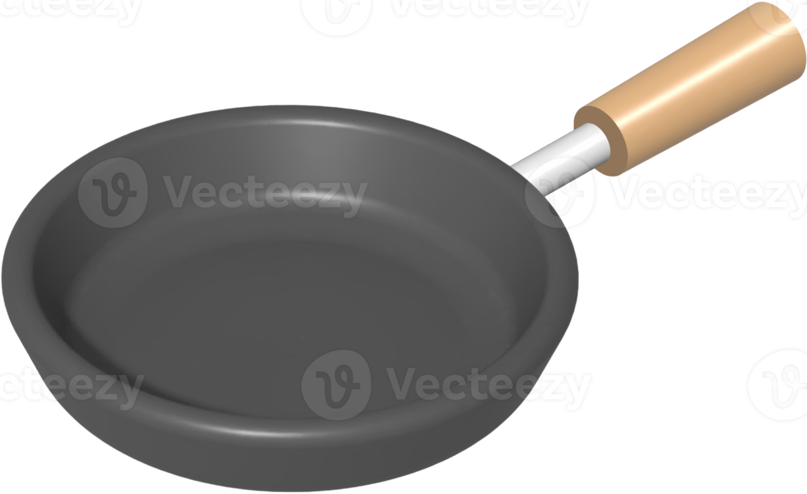 3d frituren pan met houten handvat. Koken concept. png