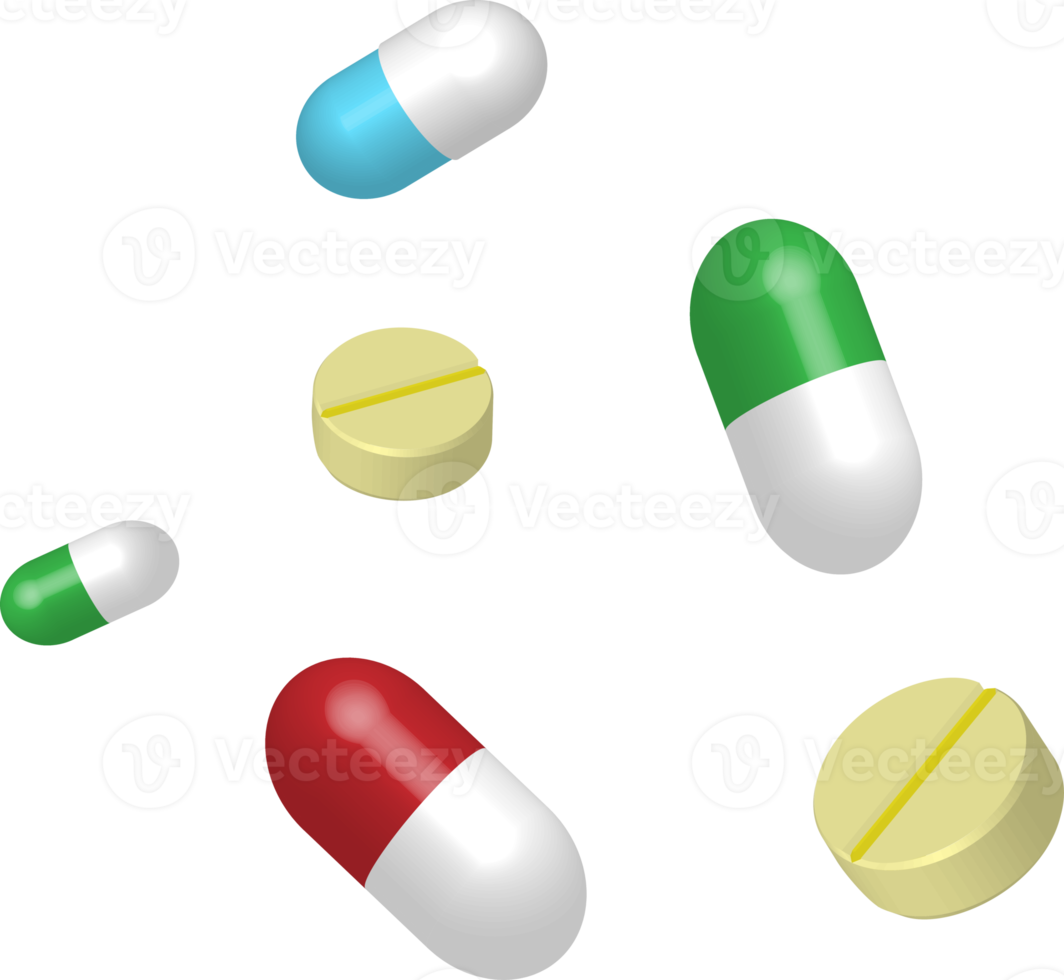 3d cápsula medicina pastillas y tableta, médico y salud cuidado tratamiento concepto. png