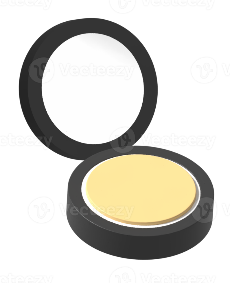 ansikte pulver göra upp uppsättning med spegel. kosmetisk och skönhet Produkter. 3d png. png