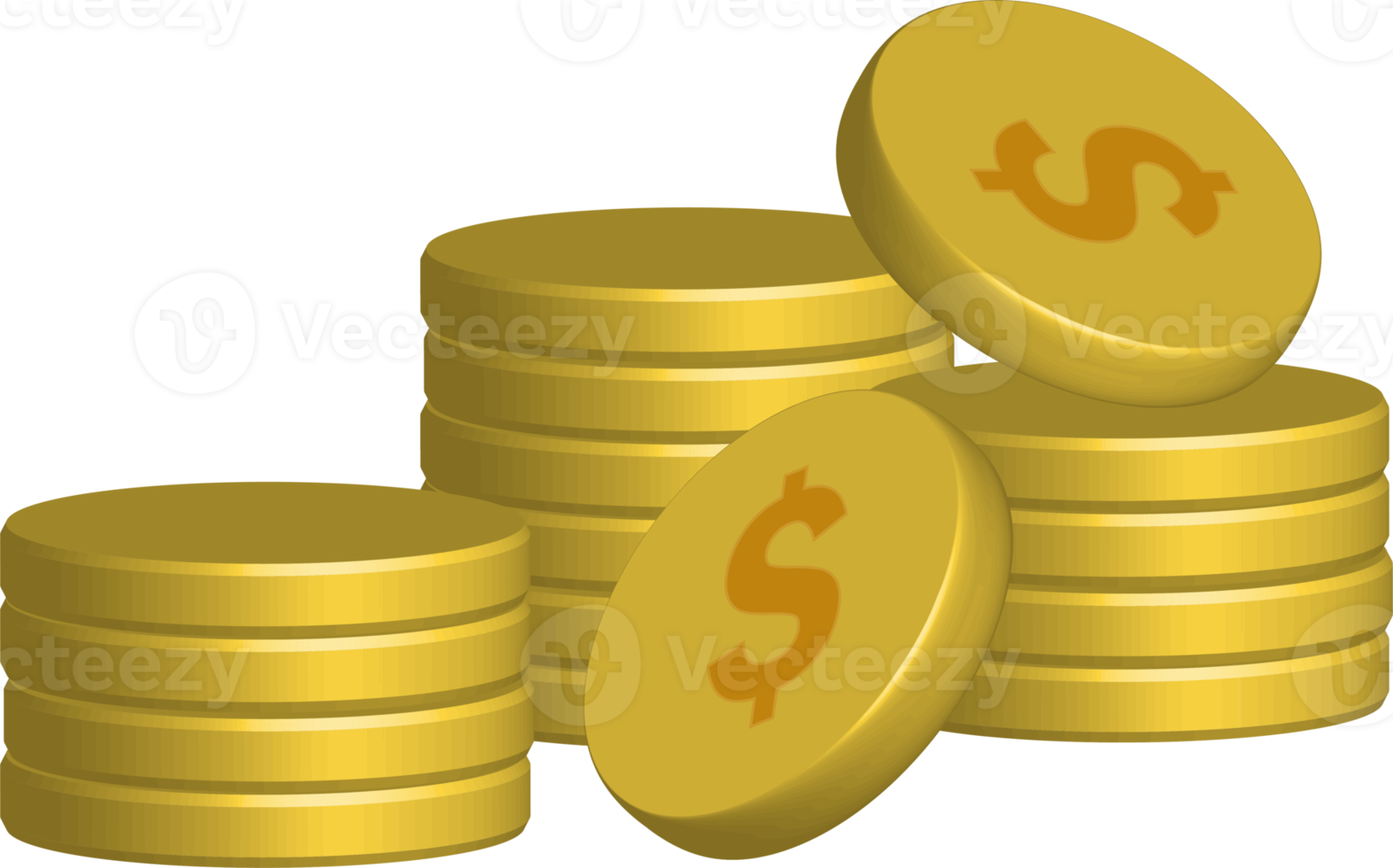 3D stack of gold coins, Banking, financial and investment concept. png