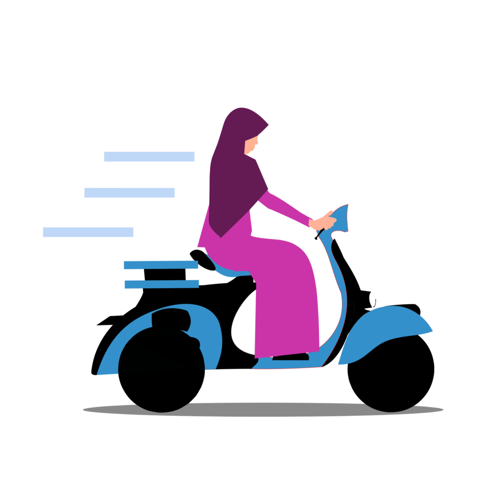 Muslim woman riding motorcycle png