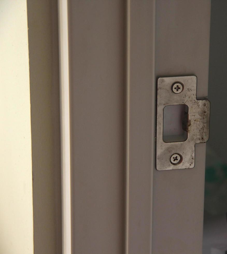 Stainless steel metal door lock hole photo isolated