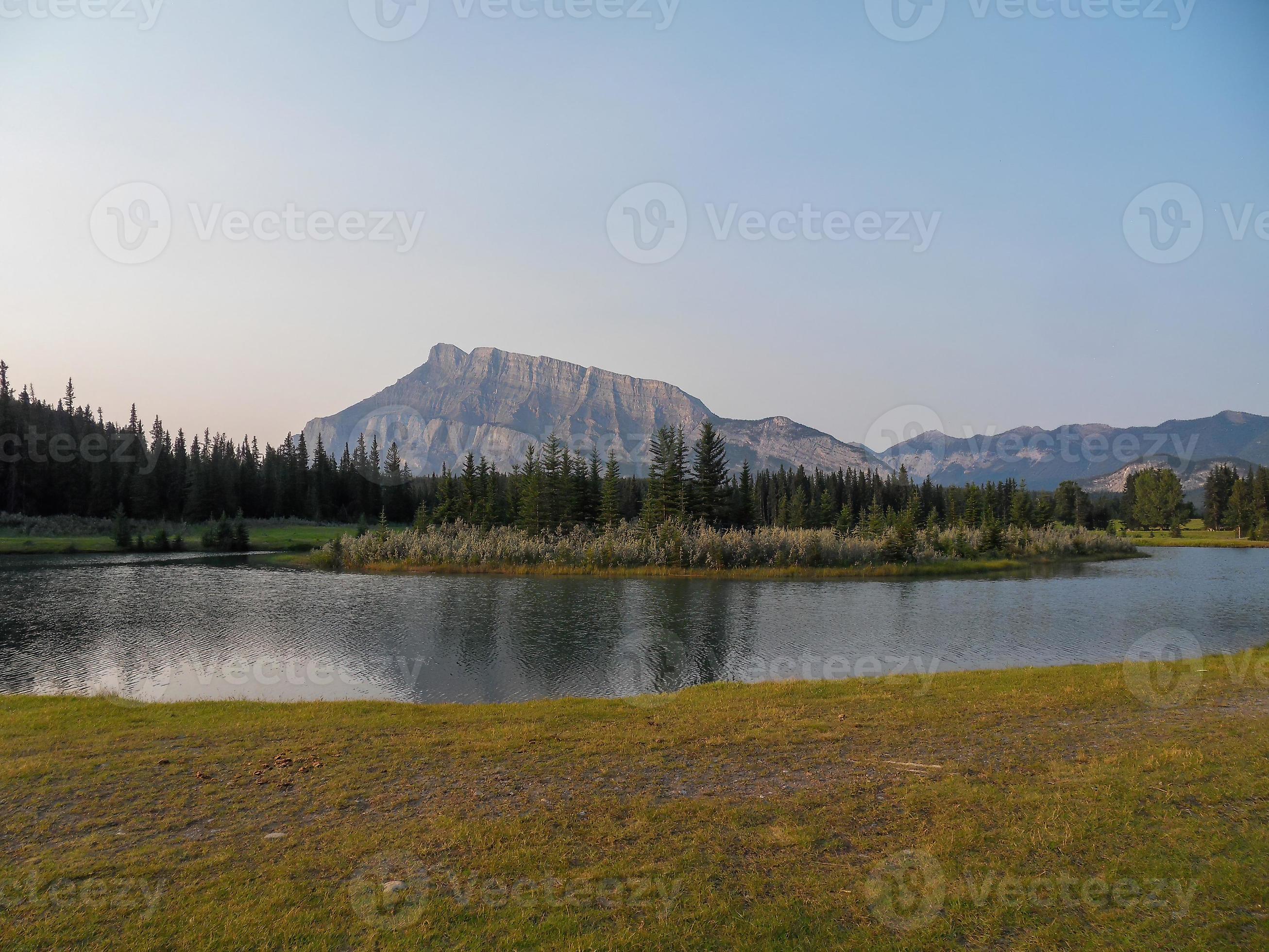 Alberta Ponds Canada Forest National Reserve. In the landscape there is a crystal clear lake and