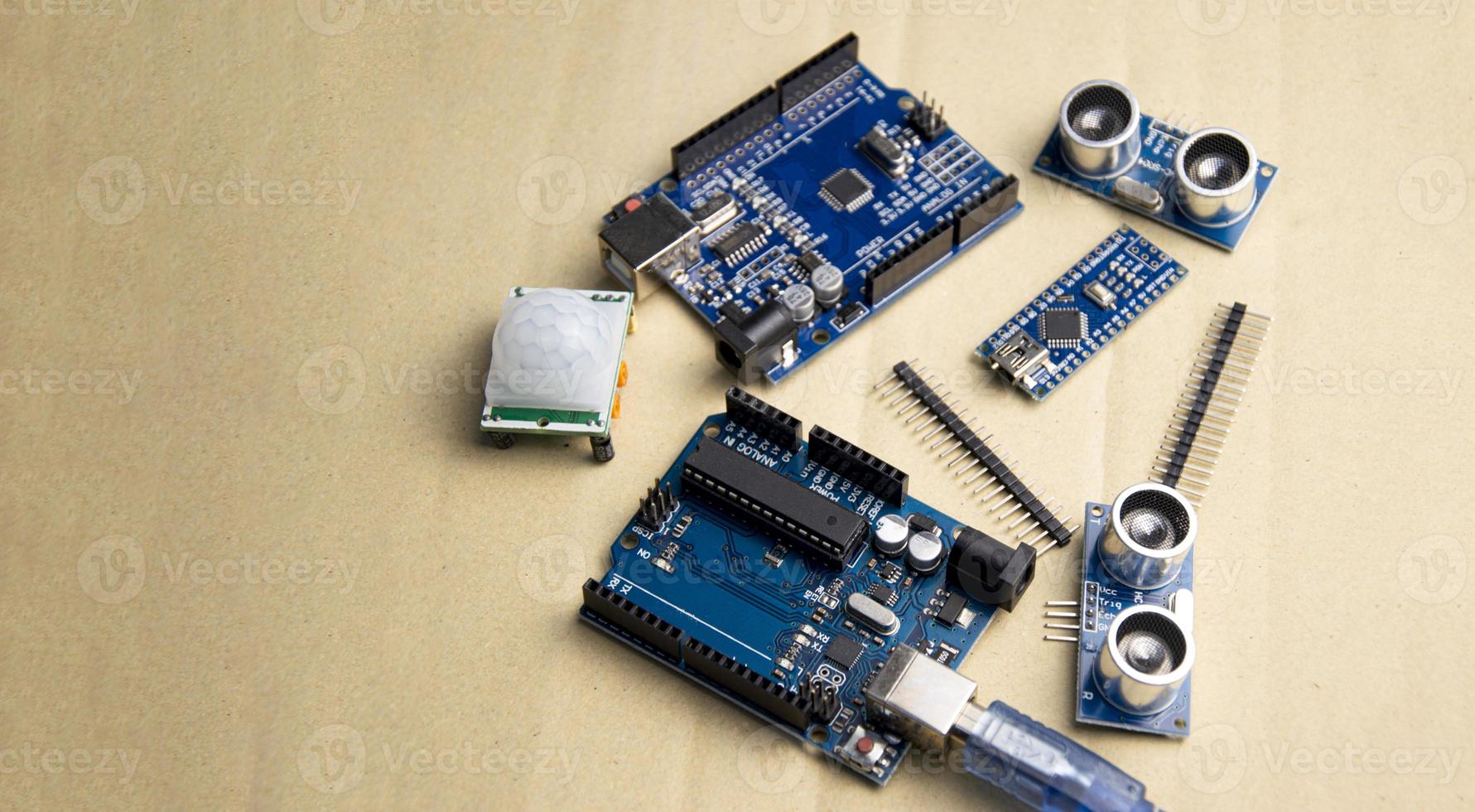 motherboard top view for using the command program writing a set of instructions or a computer program in code form photo