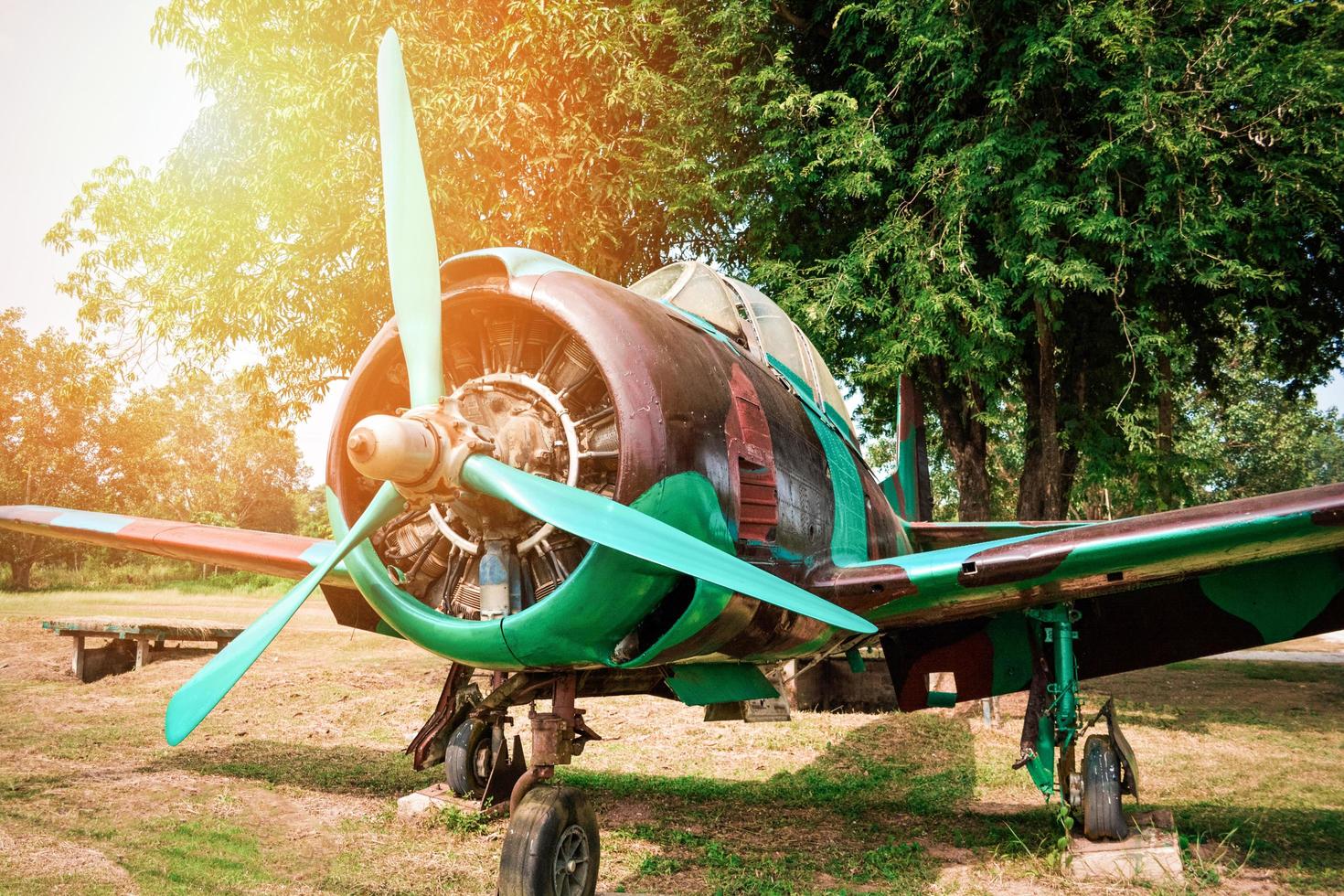 Old Military airplane aircraft engine for soldier warrior in the world war in the park photo