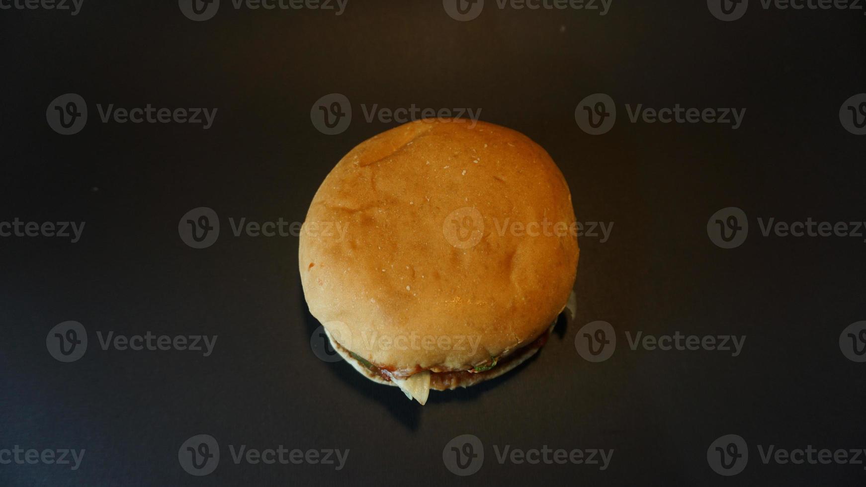 beef burger on black background. photo