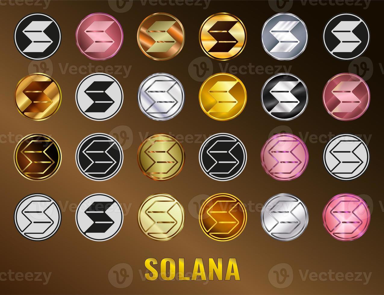 Set Solana coin SOL cryptocurrency icon. Digital currency. Altcoin symbol. Secure cryptocurrency based on blockchain. photo