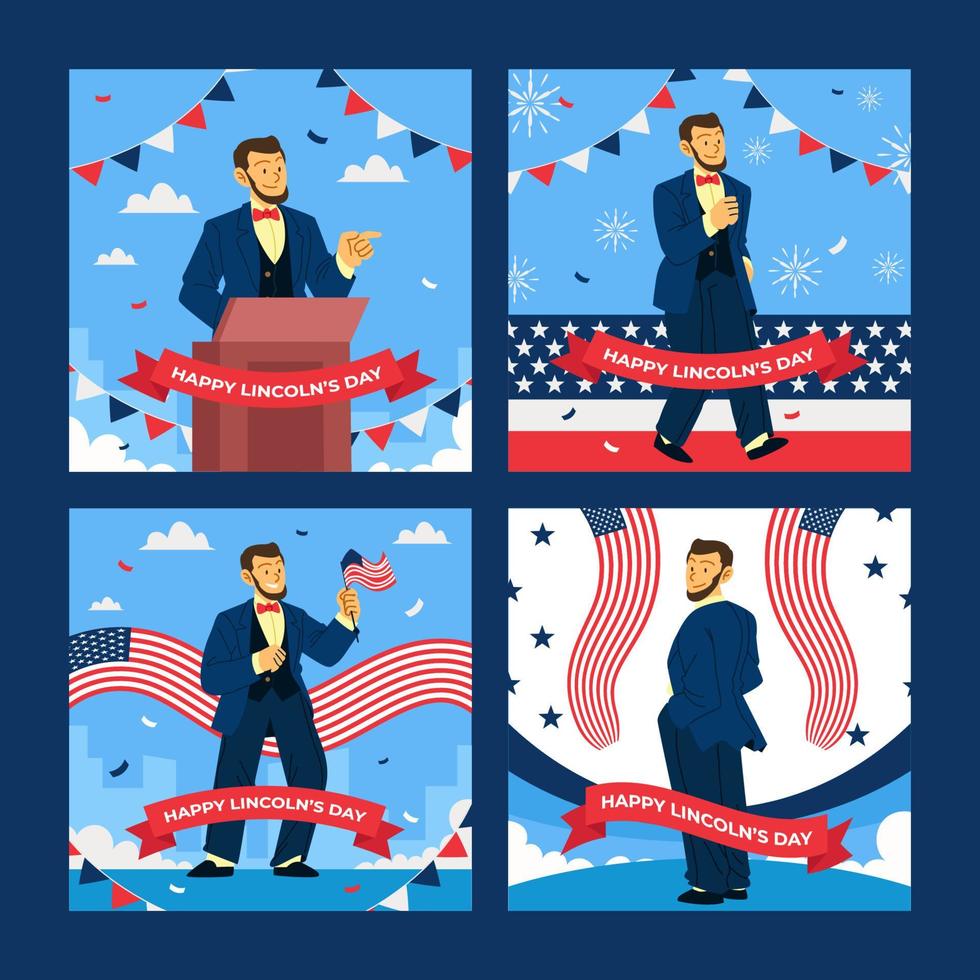 Abraham Lincoln Birthday Social Media Post Template vector