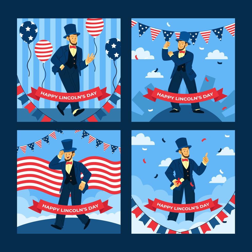 Abraham Lincoln Birthday Social Media Post Template vector
