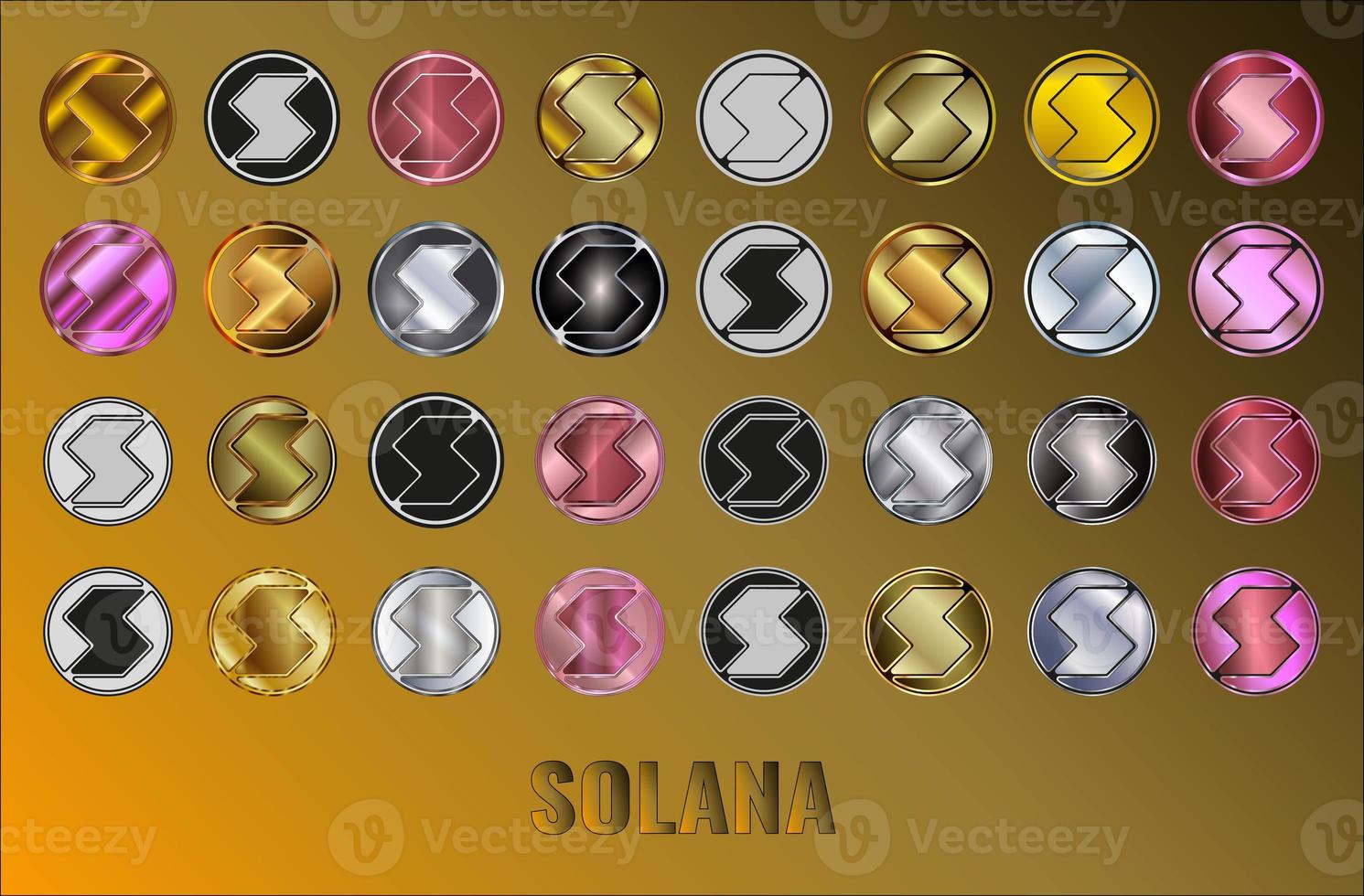 Set Solana coin SOL cryptocurrency icon. Digital currency. Altcoin symbol. Secure cryptocurrency based on blockchain. photo