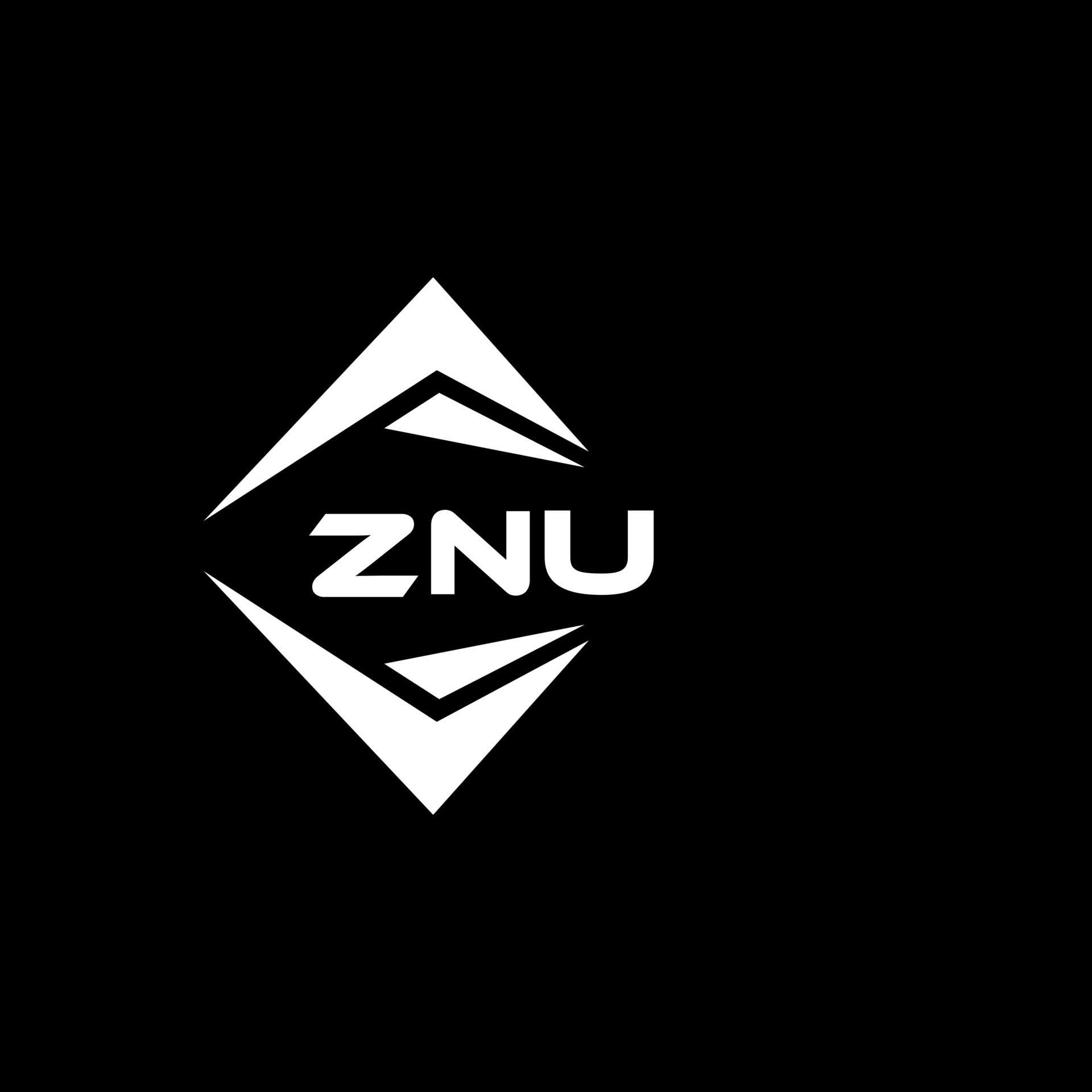 ZNU abstract technology logo design on Black background. ZNU creative
