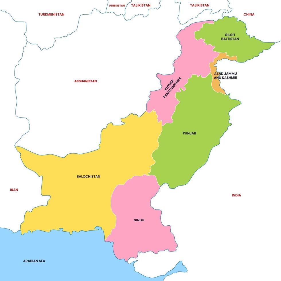 detallado Pakistán país mapa vector
