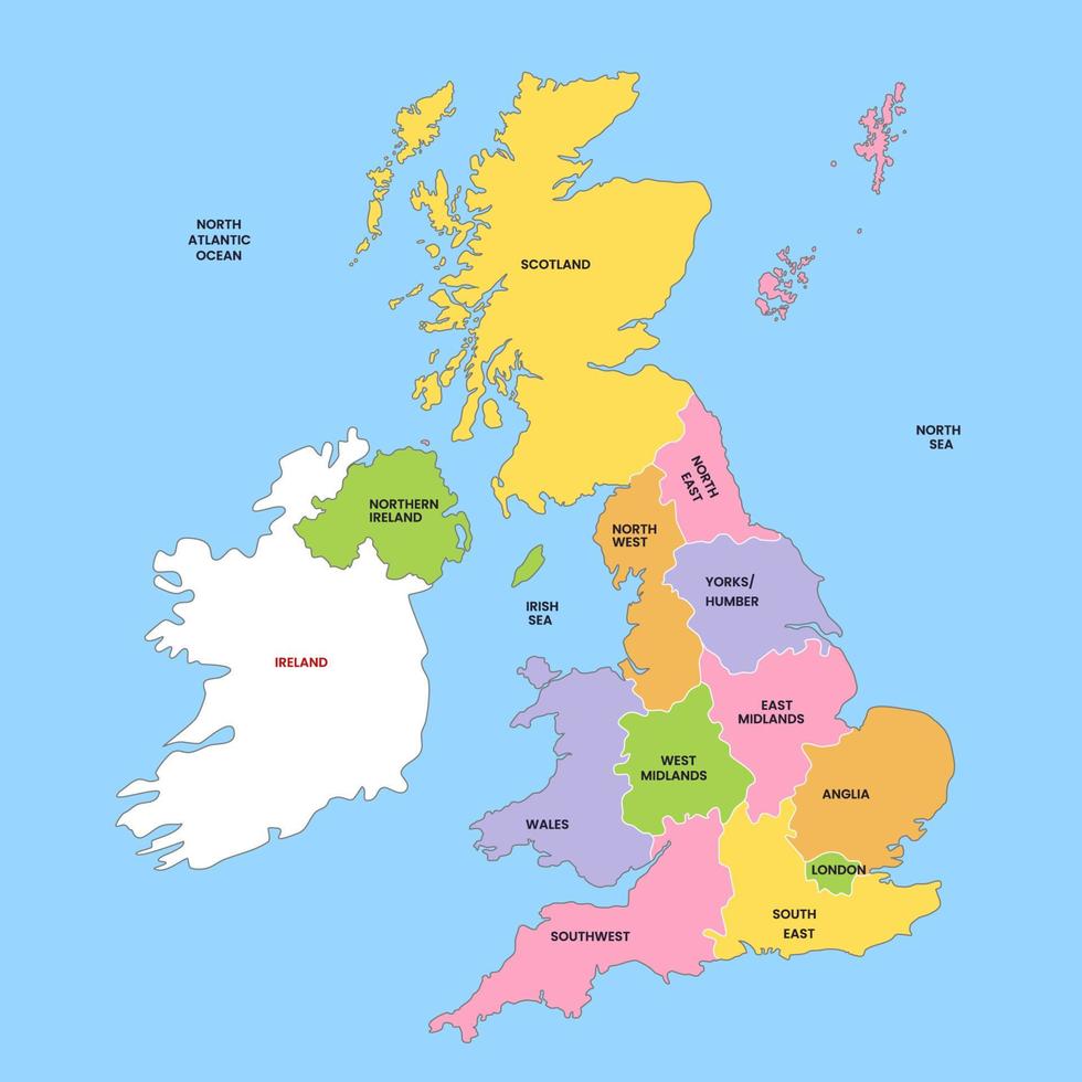 Detailed United Kingdom Country Map vector
