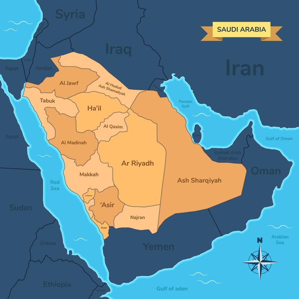 mapa de saudi arabia territorio vector