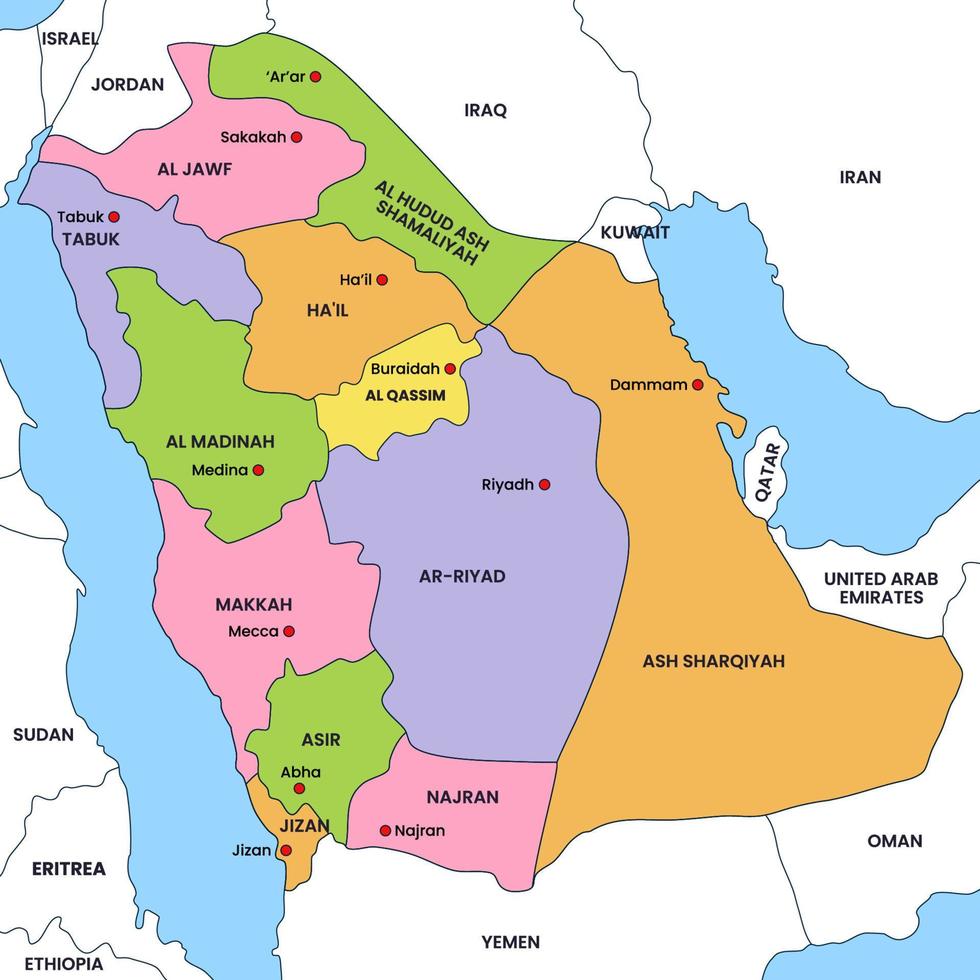 Detailed Saudi Arabia Country Map vector