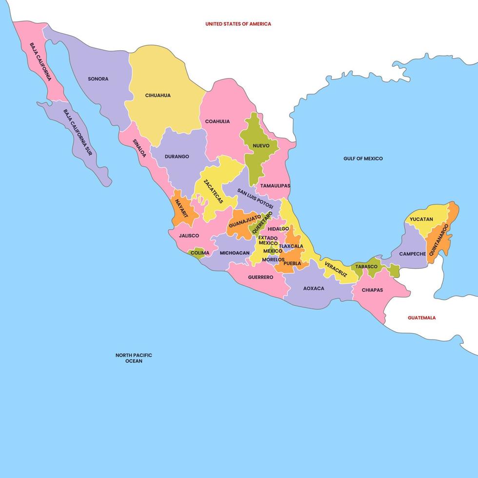 detallado mexico país mapa vector