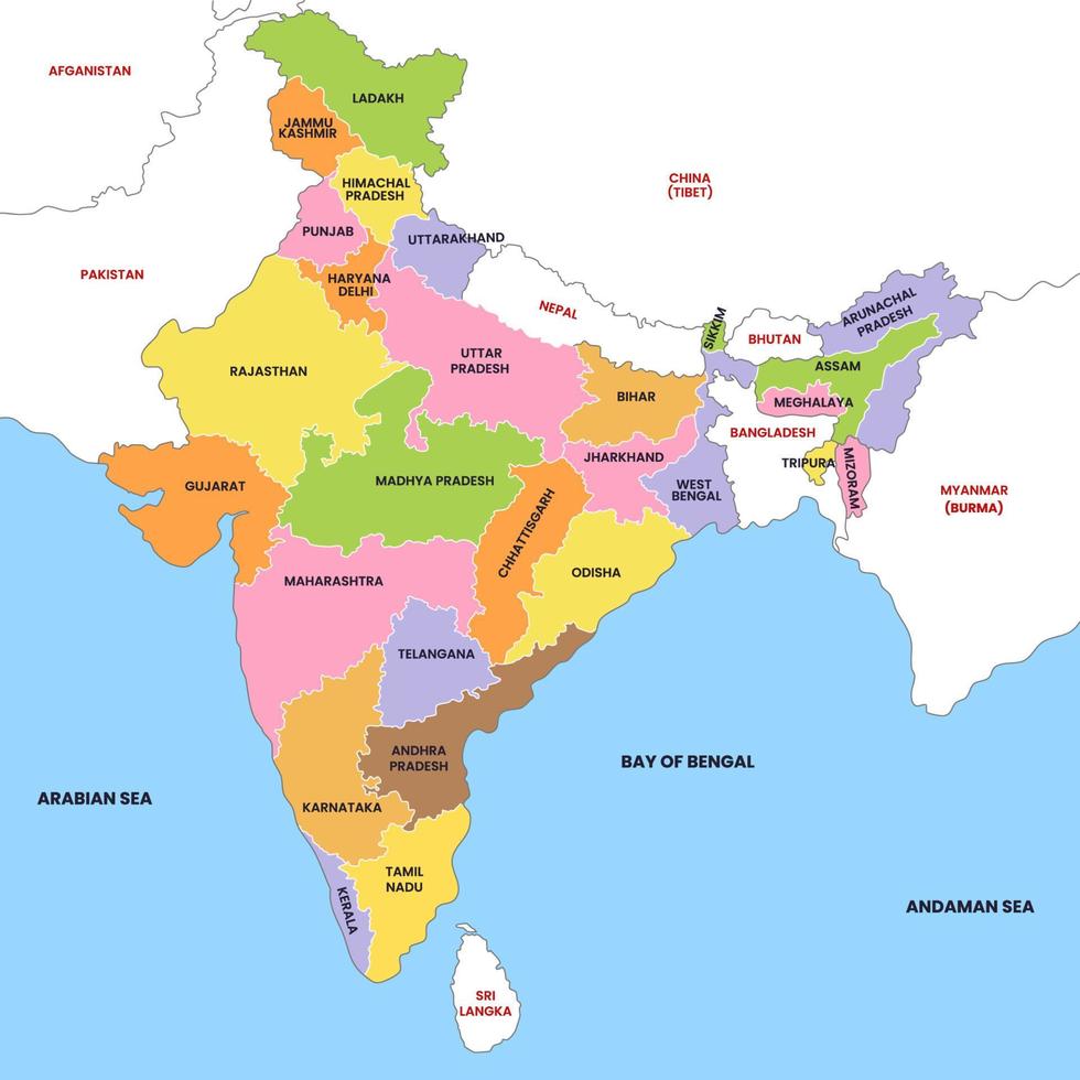 detallado India país mapa vector