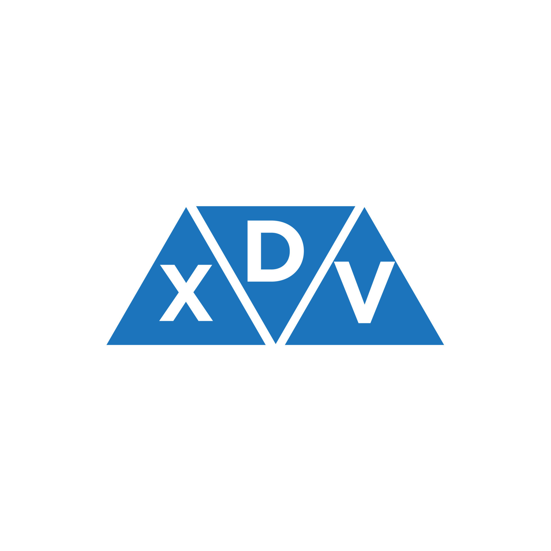DXV triangle shape logo design on white background. DXV creative