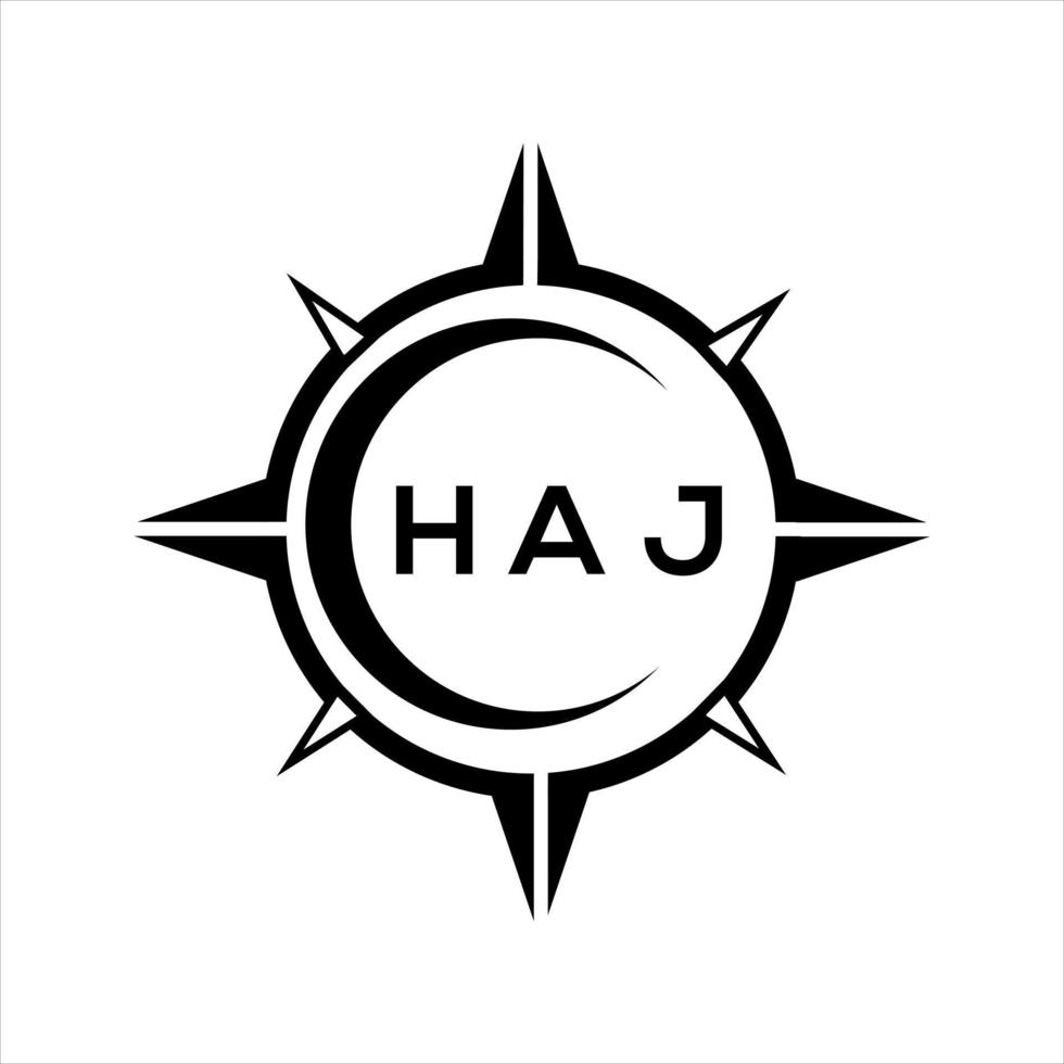 HAJ abstract technology circle setting logo design on white background. HAJ creative initials letter logo. vector