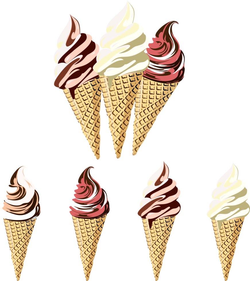 A set of ice cream bowls with different flavors 19880248 PNG