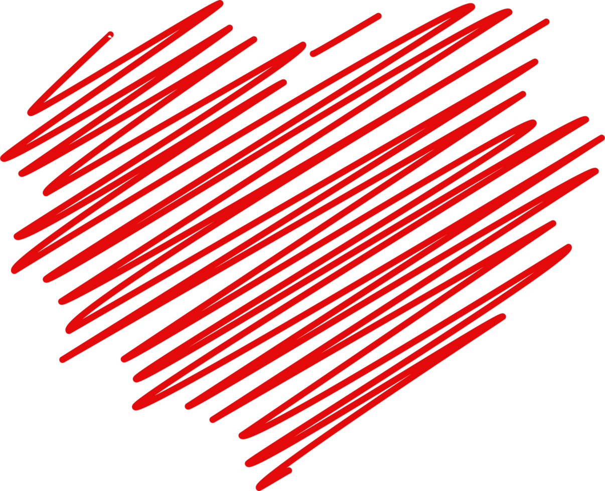 A red heart drawn as random lines png