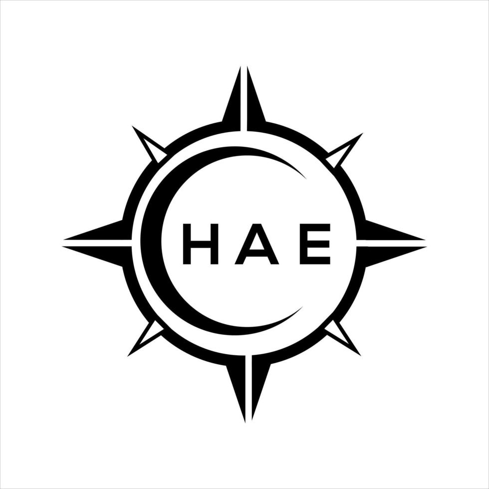 HAE abstract technology circle setting logo design on white background. HAE creative initials letter logo. vector