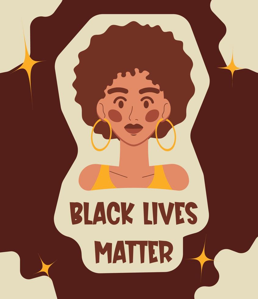 Black lives matter. African woman colorful poster. vector