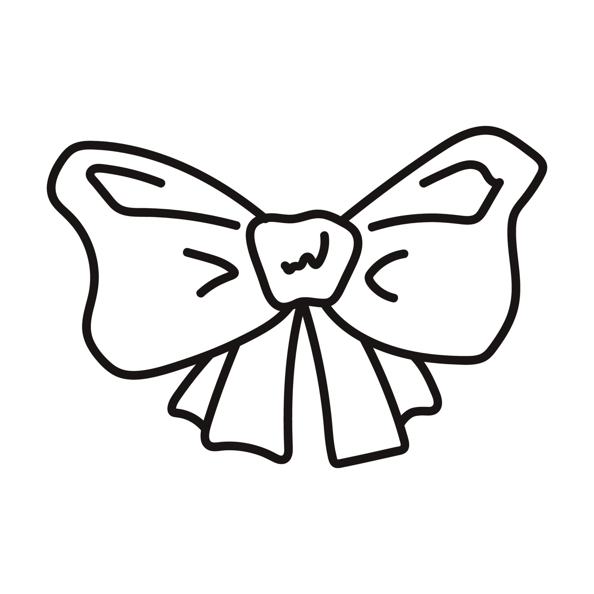 Cute bow. Cartoon style. Design element. Hand drawn line art vector ...