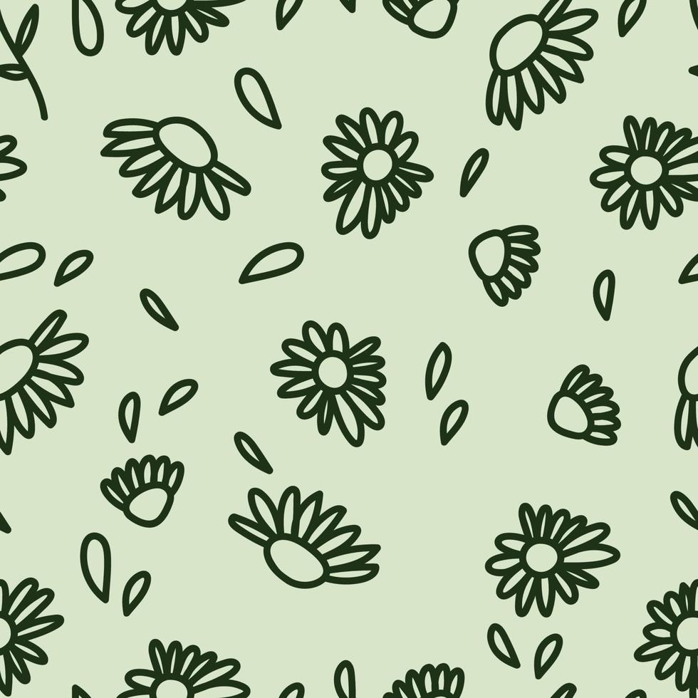 Simple vintage pattern. small white flowers, green vector