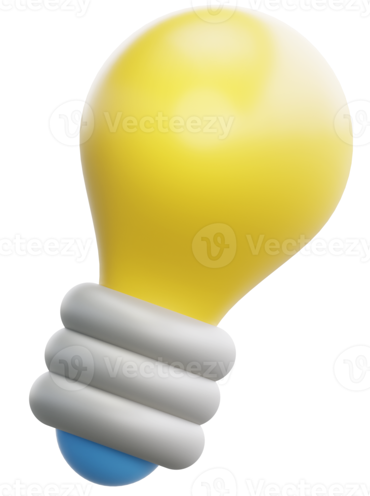 3d cute light bulb icon. Use on business creative idea and brainstorming solution 3D rendering emoji illustration png