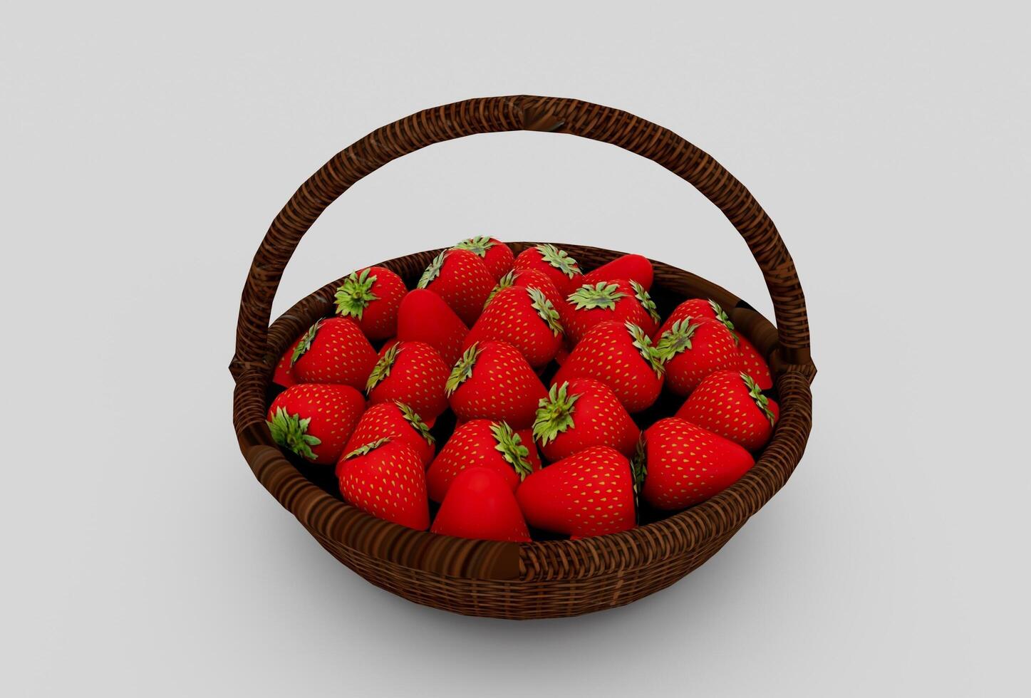 strawberry basket minimal 3d rendering on white background 19882289