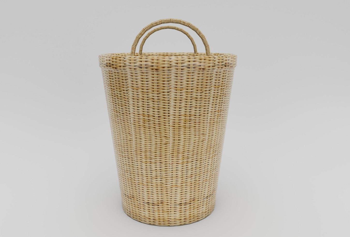 bambú cesta mimbre mínimo 3d representación en blanco antecedentes foto