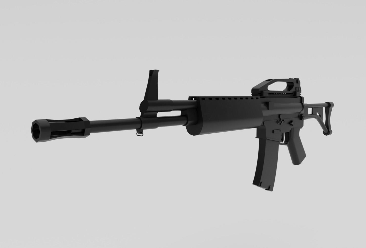 asalto rifle arma mínimo 3d representación en blanco antecedentes foto