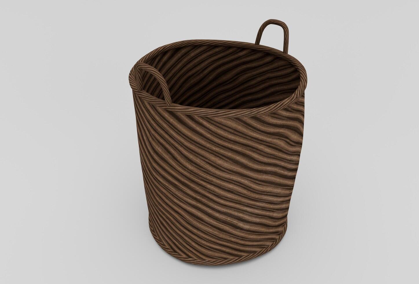 bamboo Basket Wicker with cloth minimal 3d rendering on white background photo