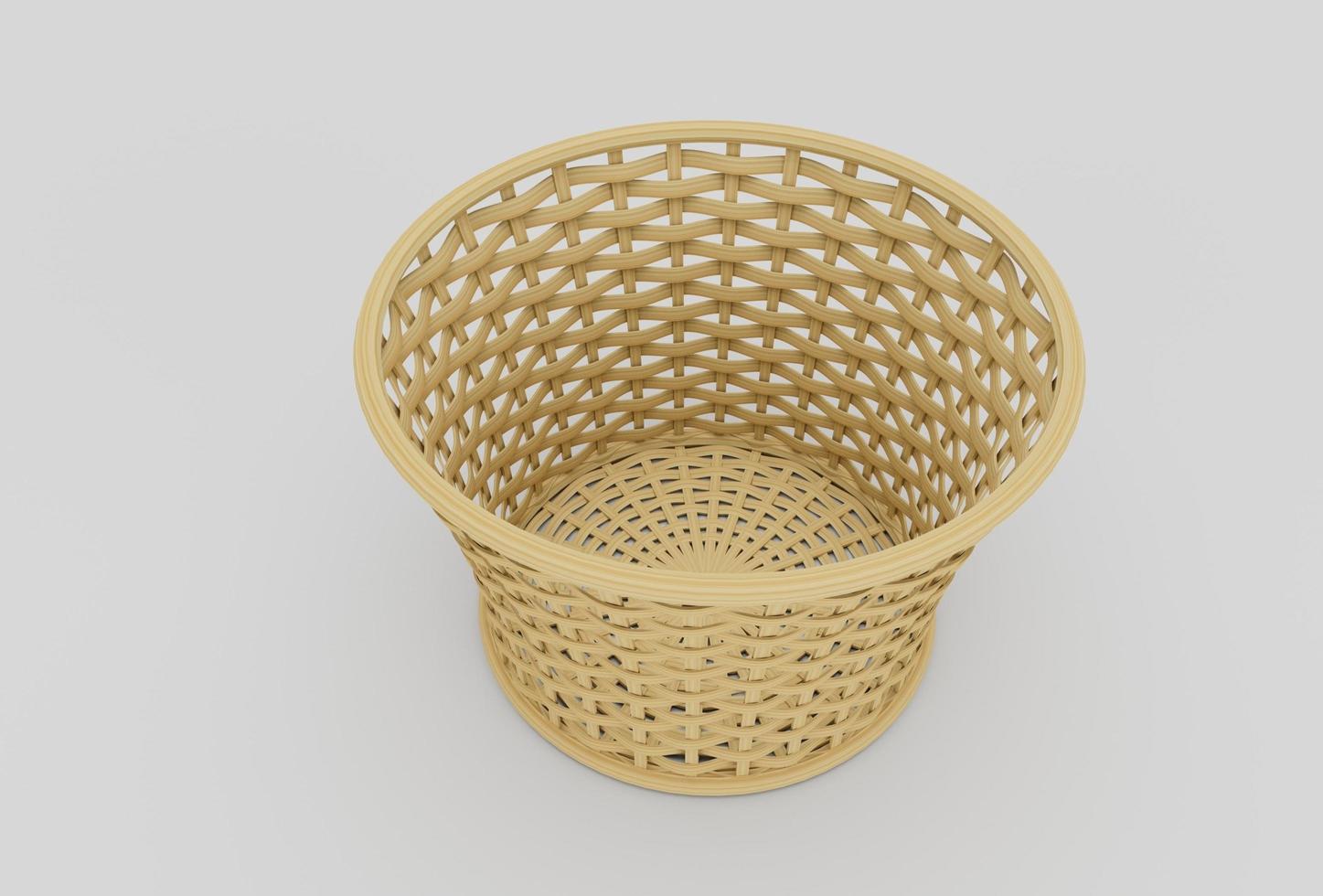 bamboo Basket Wicker minimal 3d rendering on white background photo