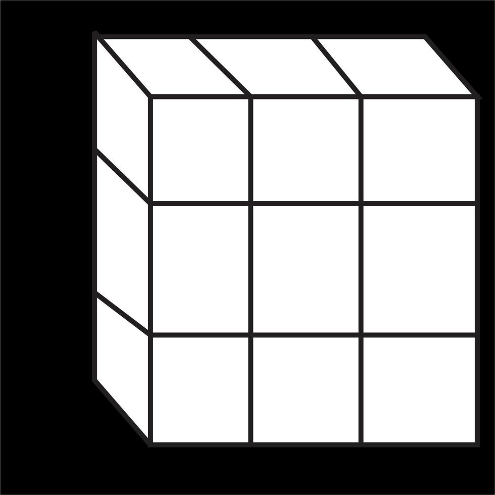 Vector, Image of rubik's toy icon, Black and white color, on black background vector