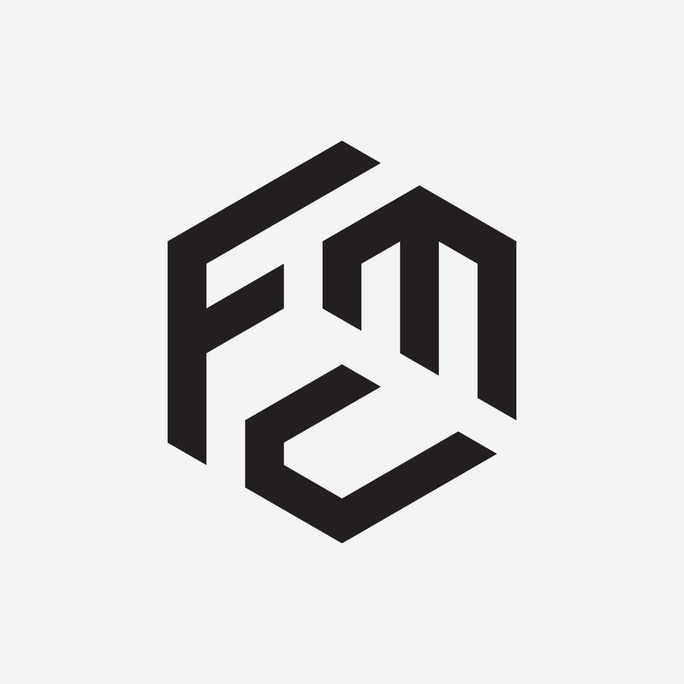Modern F letter logo mark, M logo design, U logo mark vector